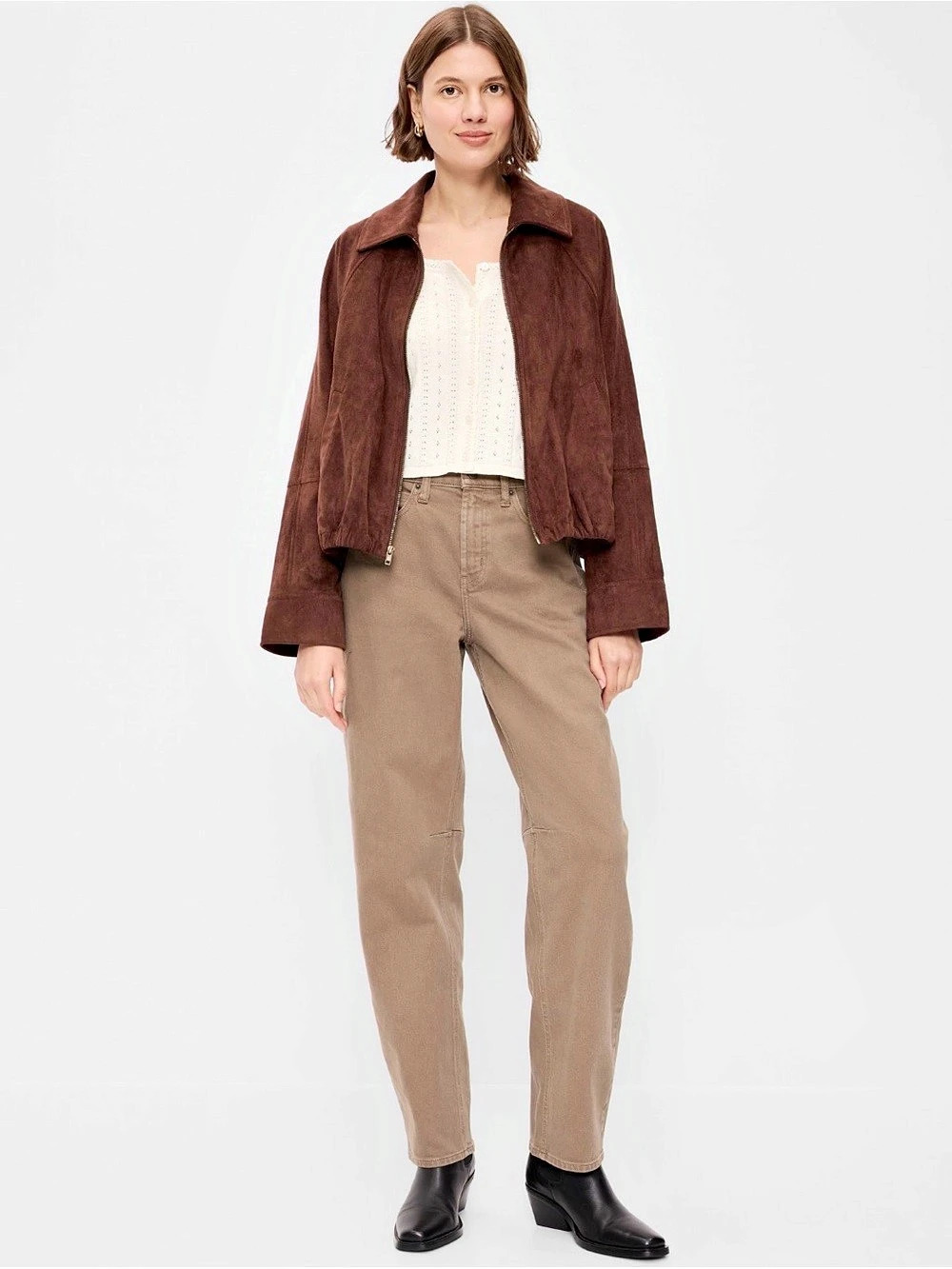 Old Navy High-Waisted Barrel Leg Jeans Straight Leg Pants in Brown NWT